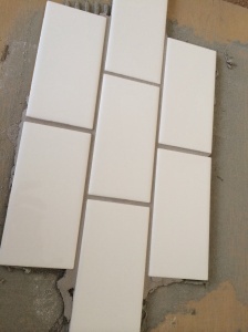 Choosing tile and grout color. Who knew there was colored grout?!